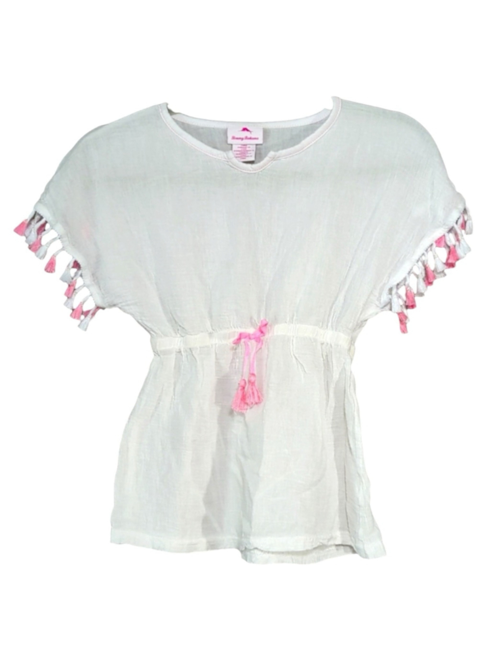 Tommy Bahama Girls Large Tropical Swim Set Two Piece Bikini & Tassel Cover Up - Picture 8 of 16